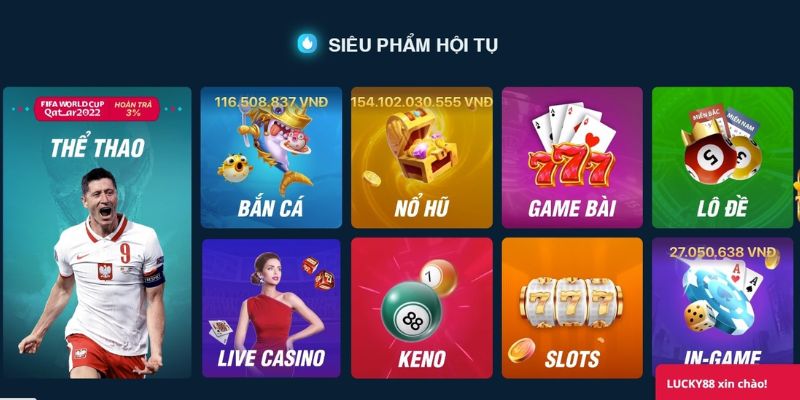 Điểm danh các trò chơi thú vị trên hệ thống Lucky88